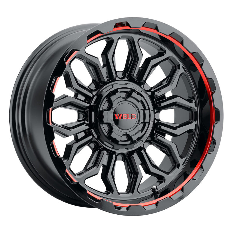 Weld Off-Road W140 20X10 Flare 6X135 6X139.7 ET-18 BS4.75 Gloss Black MIL Red 106.1