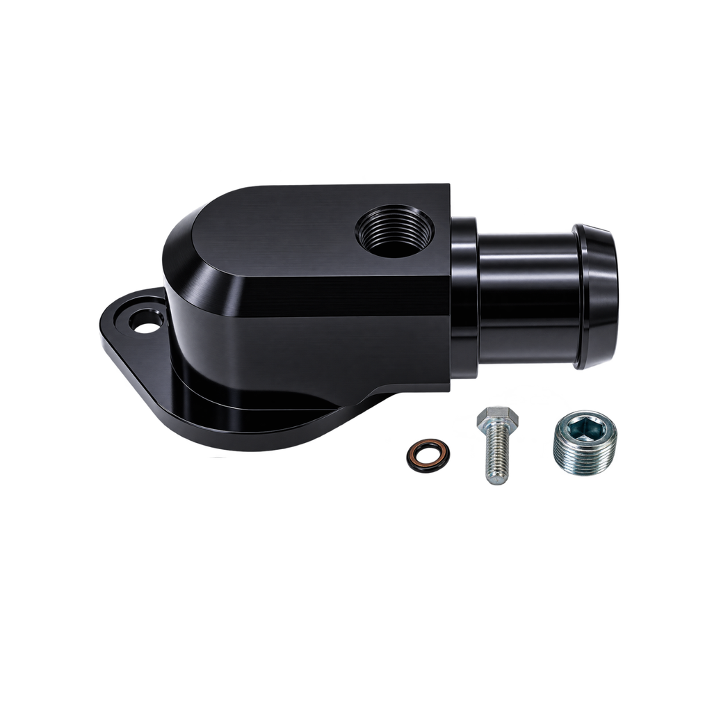 18-19 Jeep Trackhawk Billet Thermostat Housing- Black Powdercoat - Granatelli Motor Sports