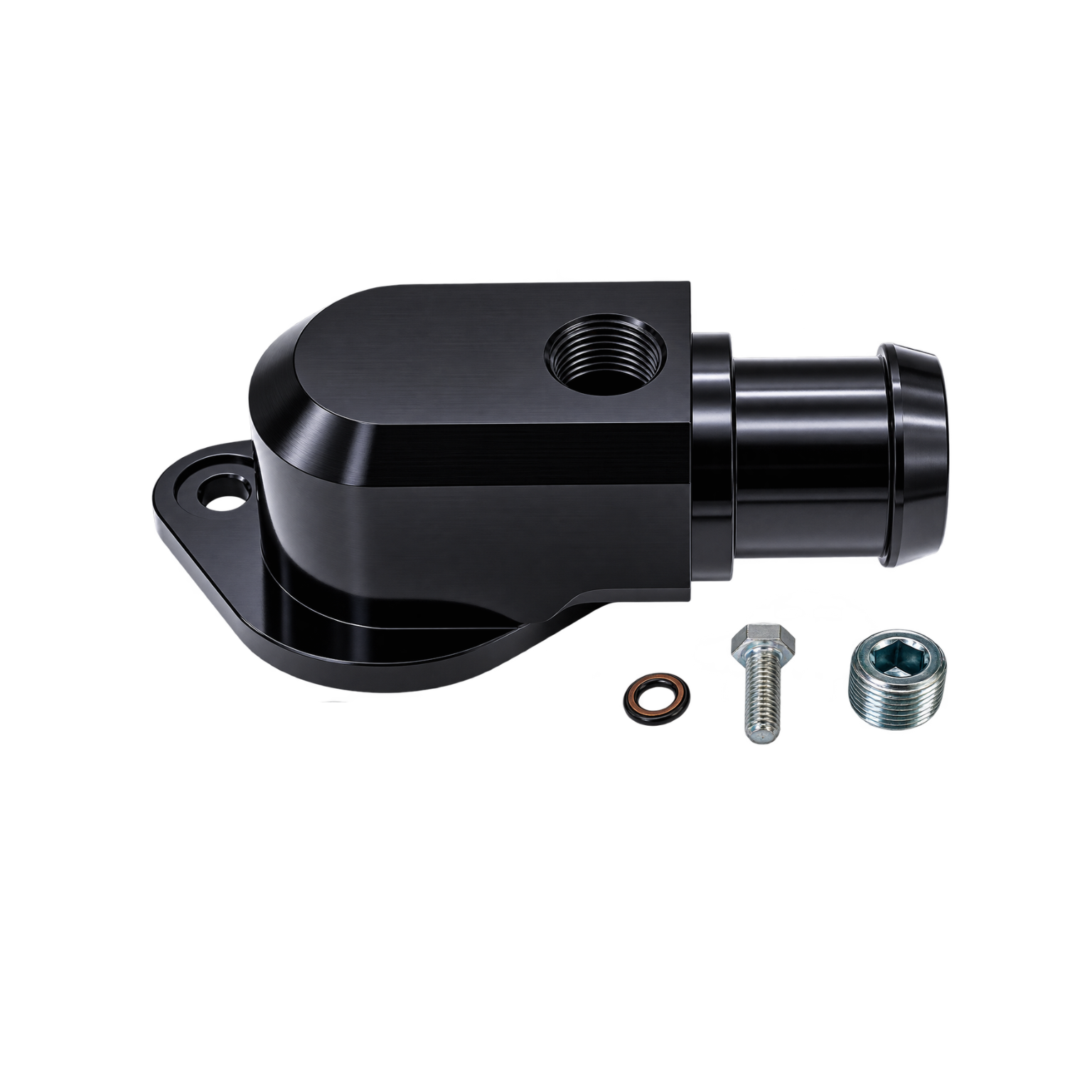 18-19 Jeep Trackhawk Billet Thermostat Housing- Black Powdercoat - Granatelli Motor Sports