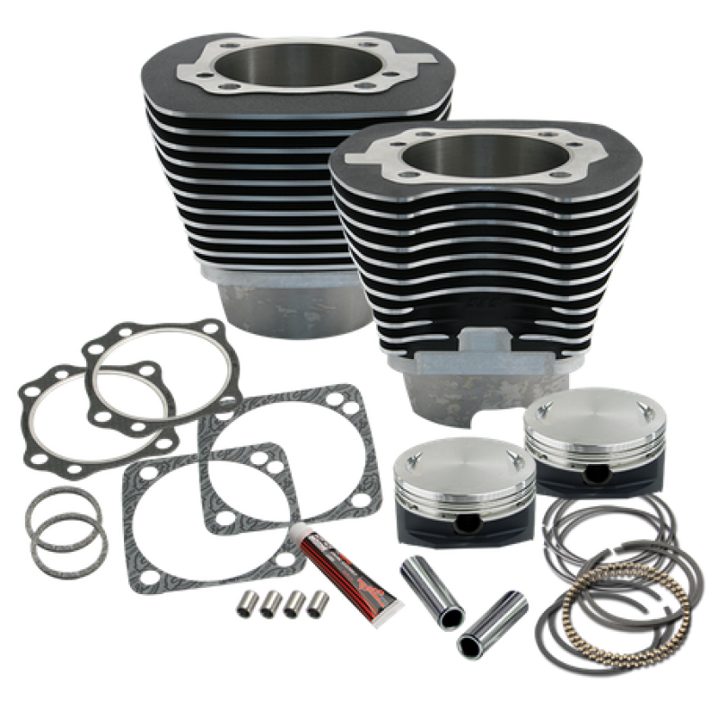 S&S Cycle 99-06 BT 4-1/8in Bore Cylinder & Piston Kit - Wrinkle Black