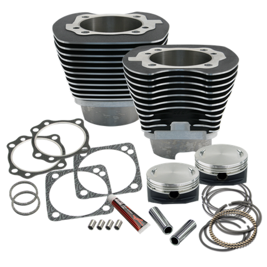 S&S Cycle 99-06 BT 4-1/8in Bore Cylinder & Piston Kit - Wrinkle Black