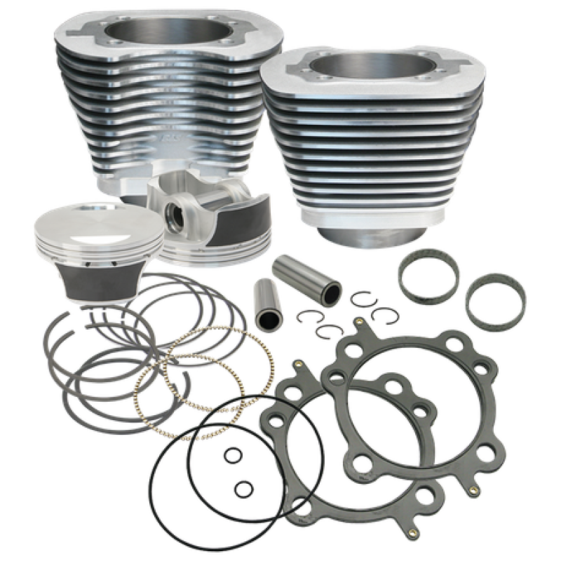 S&S Cycle 07-17 BT 106in Big Bore Cylinder Kit - Silver