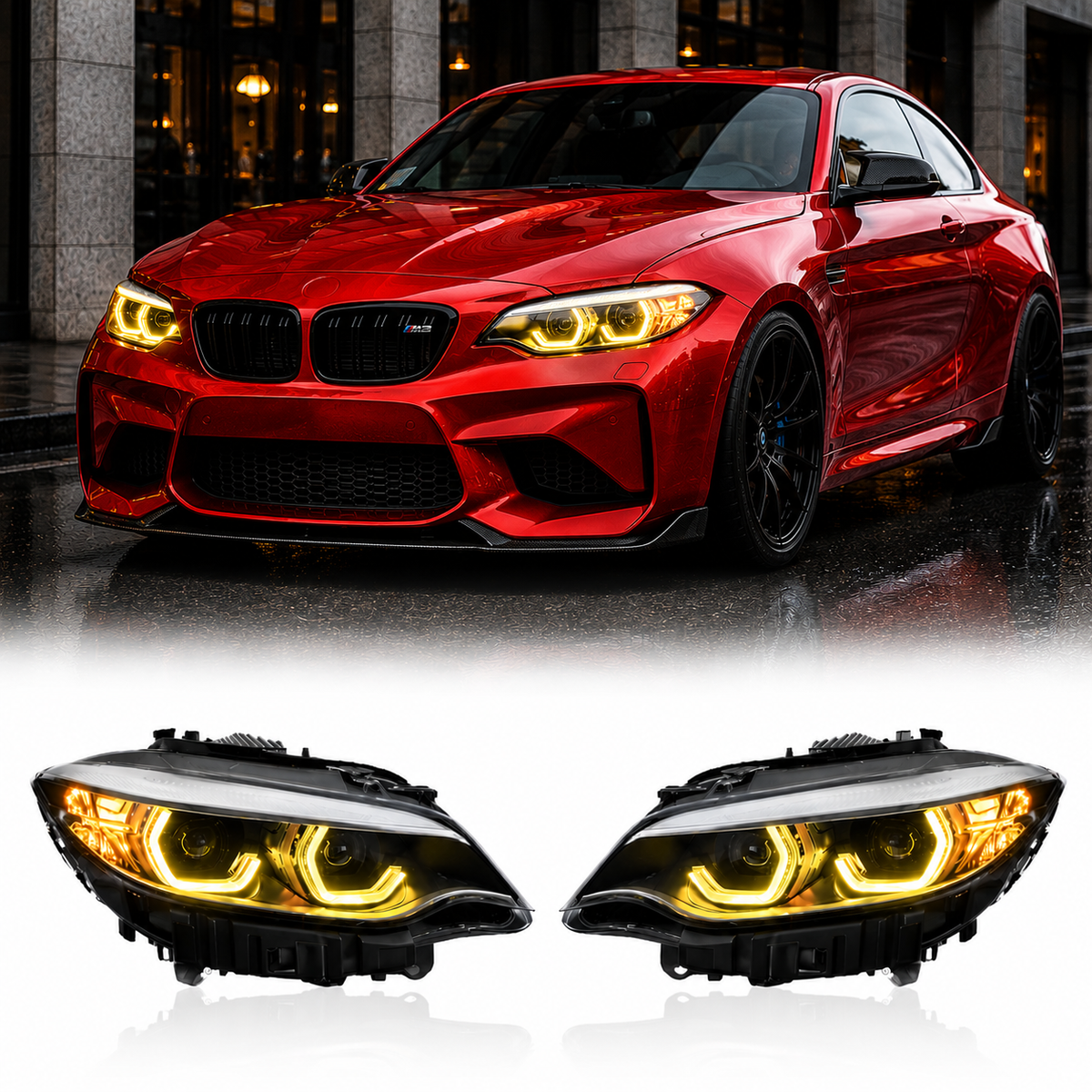 LED Headlights Dual Color DRL for BMW 2 Series F22 F23 F87 M2 M235i by Stratec Systems