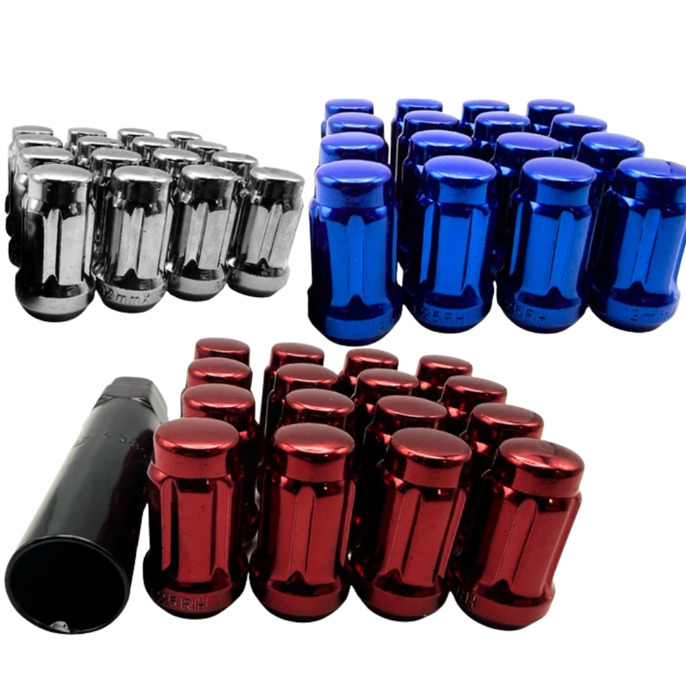 16 Pack M12x1.25 Tapered Spline Colored ATV UTV Lug Nuts with Key