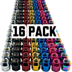 16 Pack M10x1.25 Open End Spline Colored ATV UTV Lug Nuts