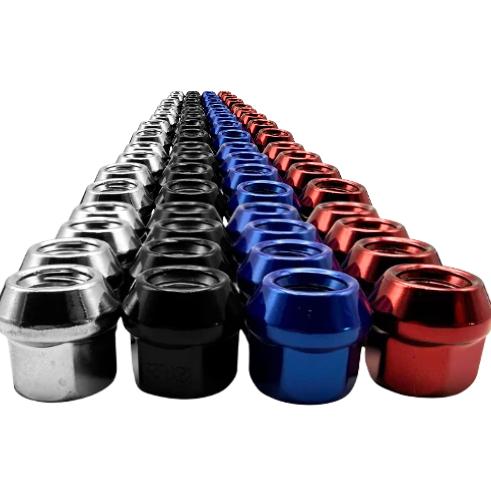 16 Pack M12x1.25 Open End Spline Colored ATV UTV Lug Nuts with Key