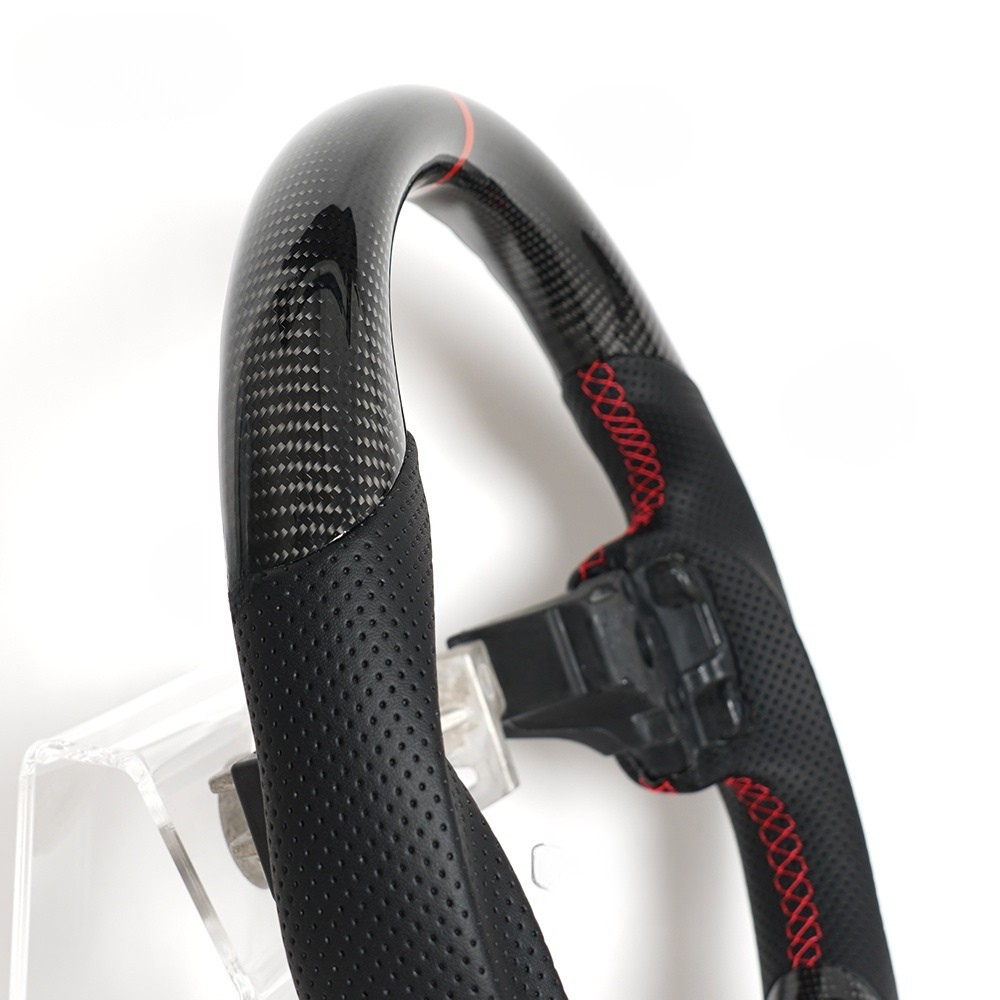 Real Carbon Fiber Steering Wheel for Mitsubishi Lancer Evolution EVO X 2008–2015 with Perforated Leather Grip