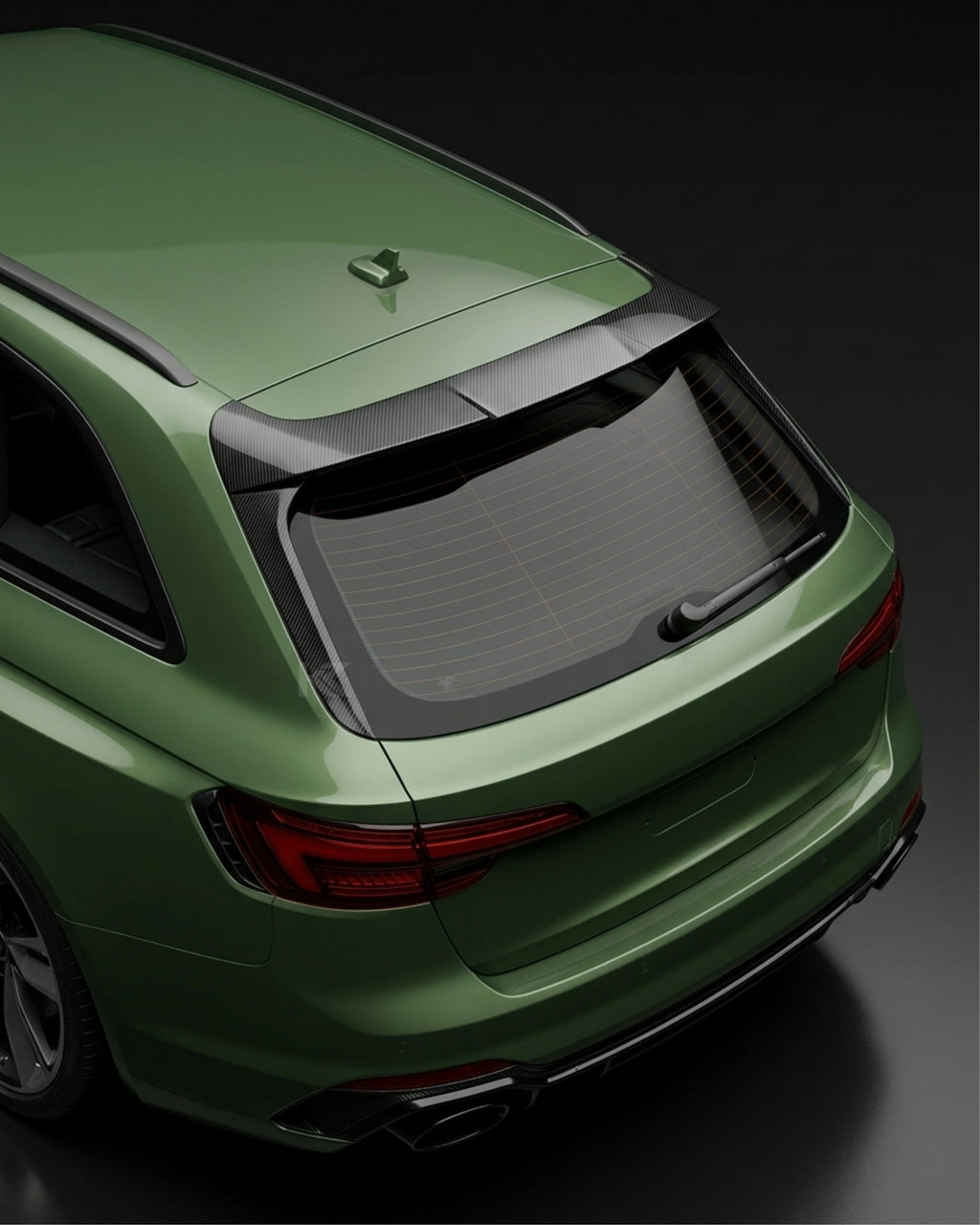 Audi RS4 B9 Dry Carbon Fiber Gloss Black Rear Window Wing Spoiler 3K Twill 2017 - 2024