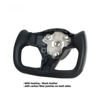 Leather Yoke Heated Steering Wheel for Tesla Model 3/Y Carbon Patches