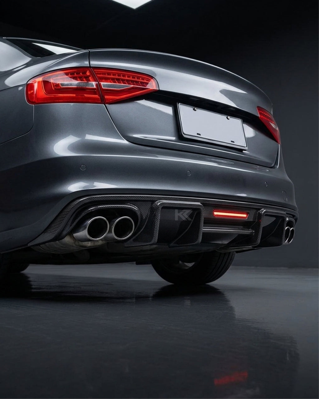 Audi A4 B8 S-Line / S4 Sedan Carbon Fiber Rear Bumper Lip With Brake Light 2008 - 2012
