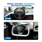 Heated White Leather Yoke Steering Wheel for Tesla Model 3 / Model Y