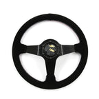 Universal 350mm 3"Deep Dish 6-Bolt Steering Wheel Black Suede Have Faith - Bull Boost Performance