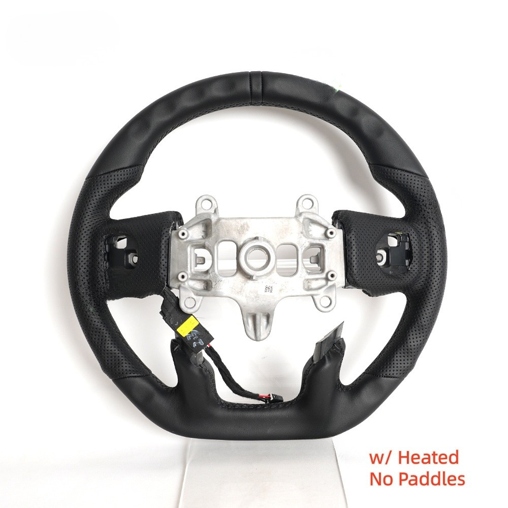 Black Full Leather Heated Steering Wheel with Red Center Stripe for Ram 1500 Rebel 2019-2024