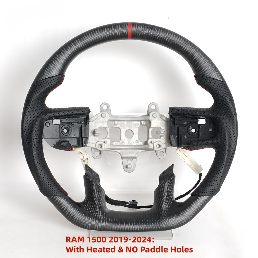 Matte Carbon Fiber Heated Steering Wheel for Ram 1500 & Ram TRX 2019–2024