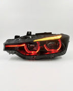 BMW 3 Series F30 / F31 / F35 V3 Smoked Triple-Color LED Headlight Assembly (White / Yellow / Red DRL) 2012 - 2018 (Replaces 63117314531)