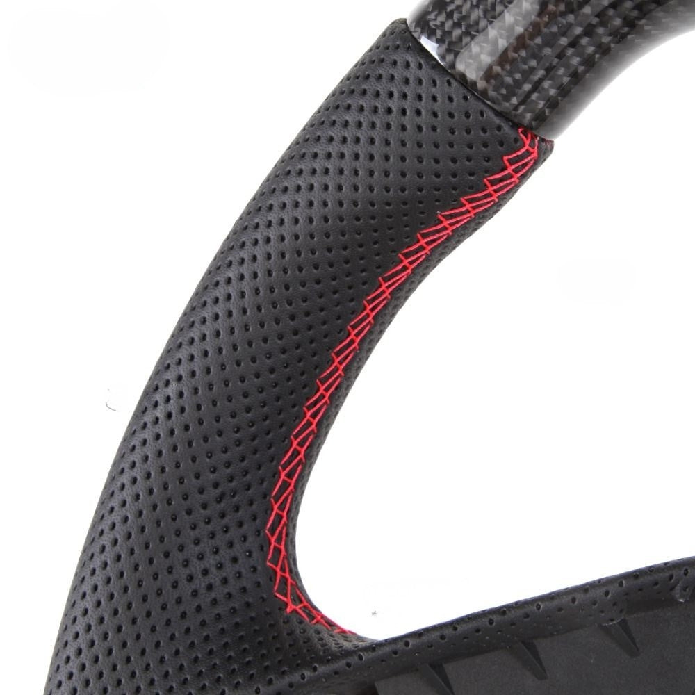 Real Carbon Fiber Steering Wheel for Chevrolet Corvette C8 Z06 Z51 2020–2026 with Red Center Stripe (Non-Heated)