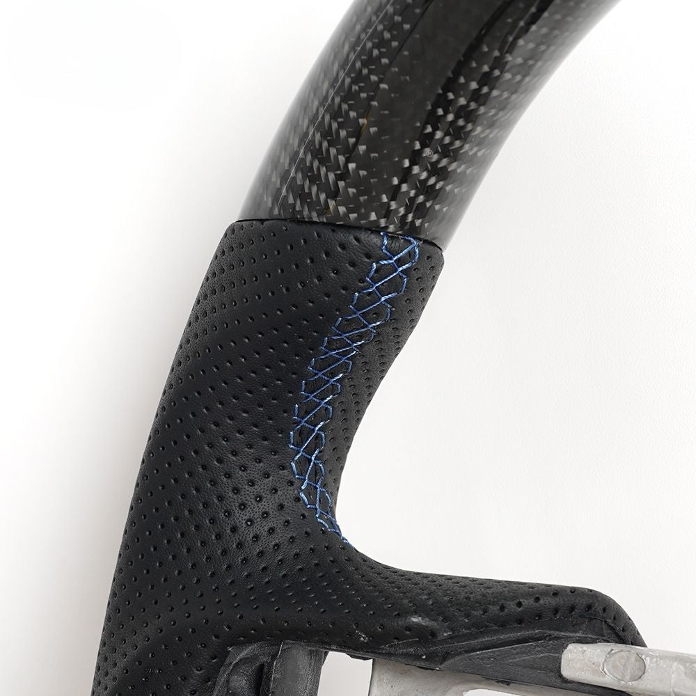 Carbon Fiber Steering Wheel for Ford Mustang 2018-2023 Blue Line