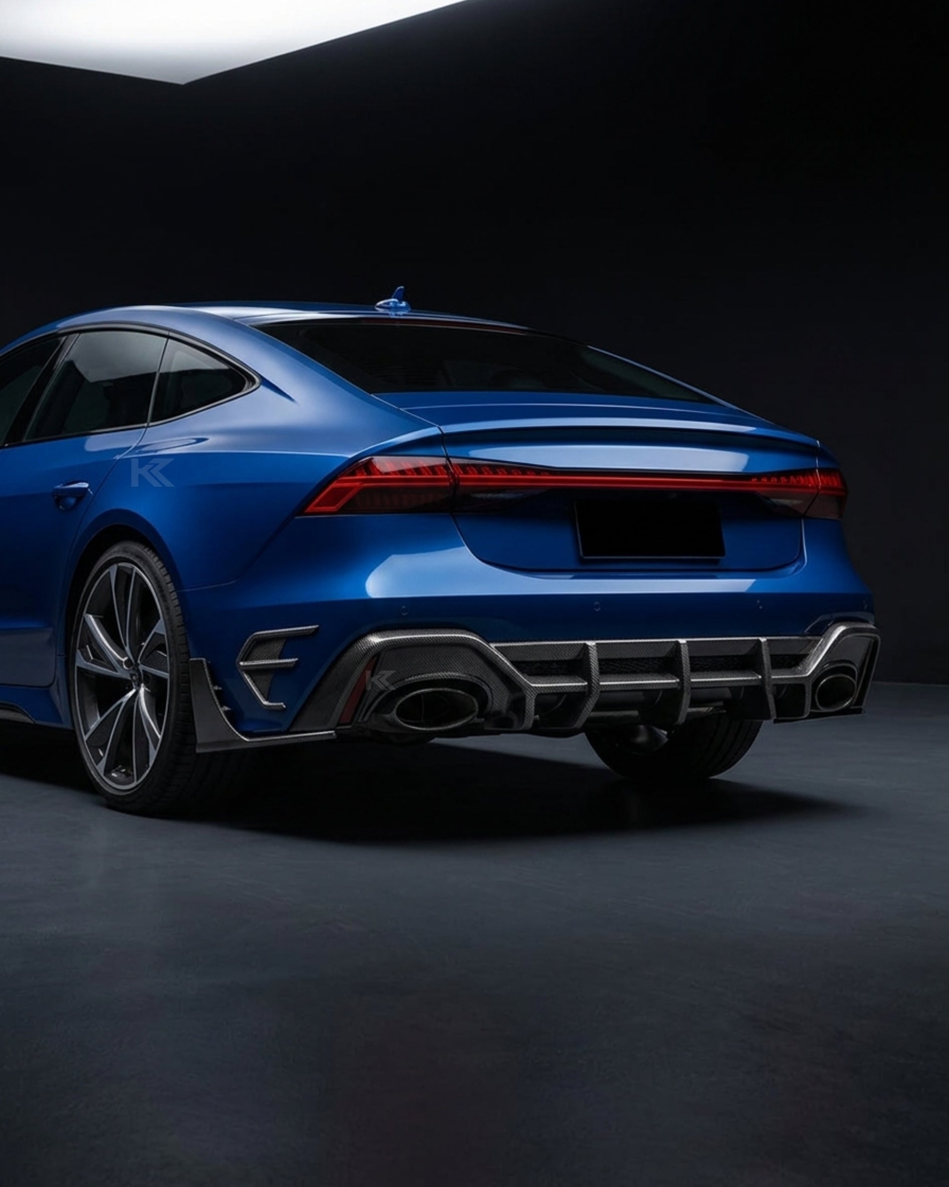 Audi RS7 C8 Sportback 4-Door Dry Carbon Fiber Rear Bumper Lip With Big Fins 2020 - 2021