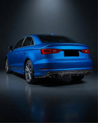 Audi A3 8V S-Line Sedan Carbon Fiber Gloss Black Rear Bumper Diffuser Lip 2016
