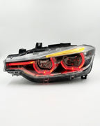 BMW 3 Series F30 / F31 / F35 V3 Silver Tri-Color LED Headlight Assembly (White / Yellow / Red DRL / LCI Style Look) 2012 - 2018 (Replaces 63117314531)