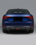 Audi A4 B9 Sedan Carbon Fiber Gloss Black Rear Bumper Diffuser 2018 - 2019