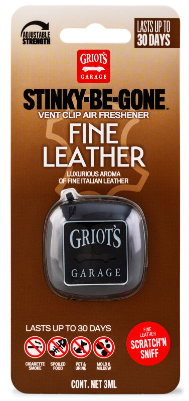 Griots Garage Stinky-Be-Gone Vent Clip Air Freshener - Fine Leather