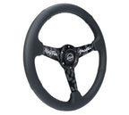 NRG Reinforced Black Perforated Leather Steering Wheel 350mm / 1.5in Deep w/ Goal Digger Blk Stitch
