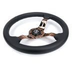 NRG Light Weight Gaming Steering Wheel - Splitz 350mm 3 Rose Gold Spokes Slits - Leather