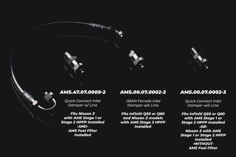 AMS Performance 5/16 Quick Connect to -6AN Inline Fuel Pulsation Damper w/ -6AN Fuel Line