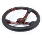 NRG Carbon Fiber Steering Wheel 350mm 3in Deep Red Carbon Fiber Red Stiching Red Center Mark Leather