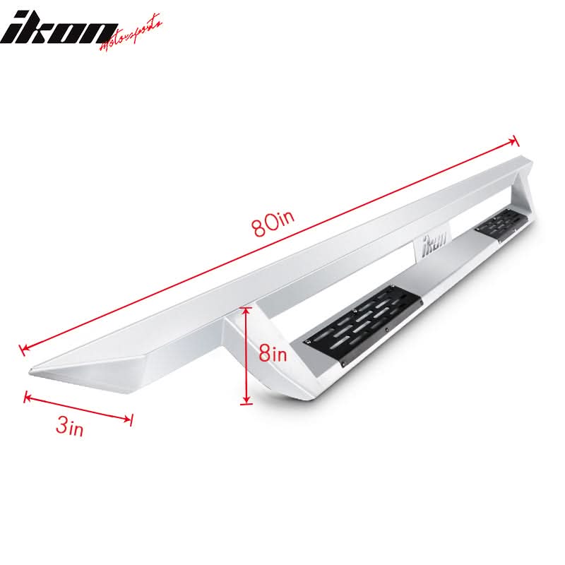 2005-2022 Toyota Tacoma Double Cab IKON V1 Silver Running Boards Steel
