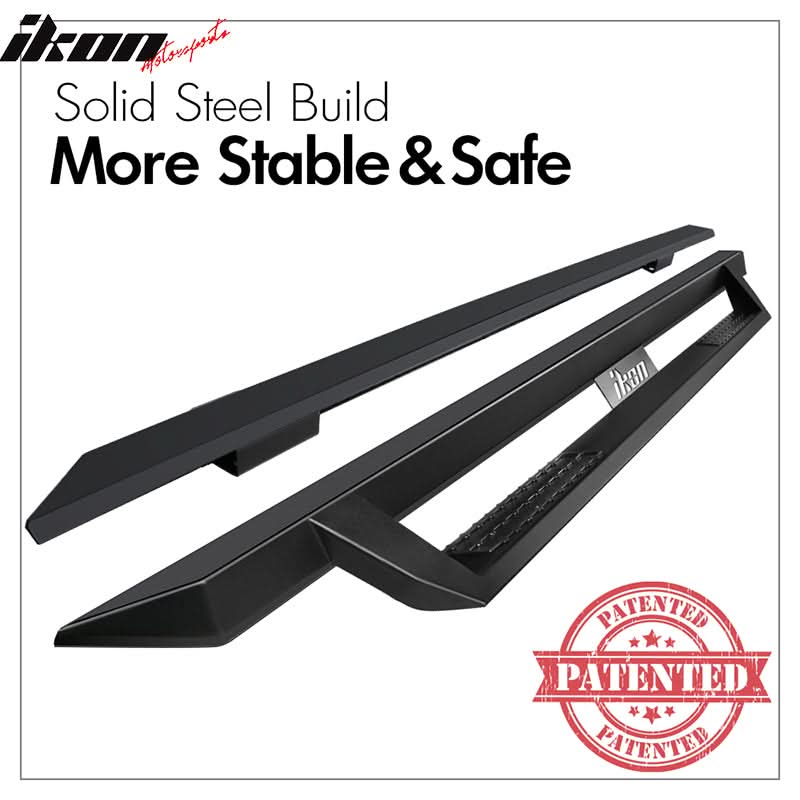 2007-2021 Toyota Tundra Crew Max IKON V1 Black Running Boards Steel