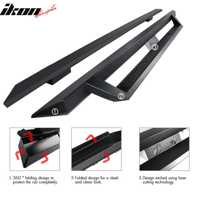 2005-2022 Toyota Tacoma Double Cab IKON V1 Black Running Boards Steel