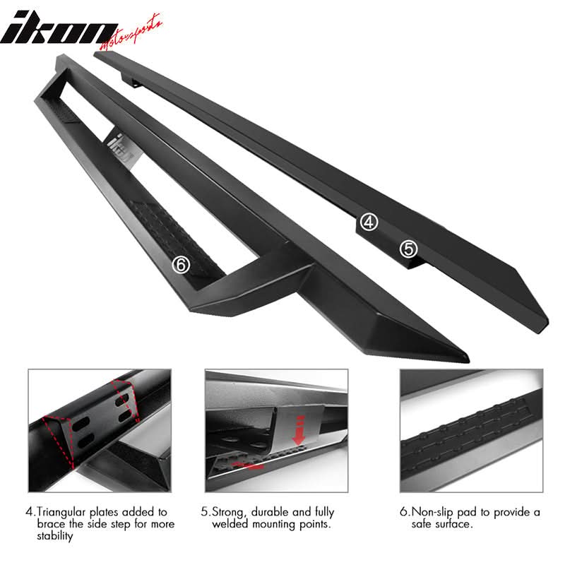 2009-2014 Ford F-150 Crew Cab IKON V1 Black Running Boards Solid Steel