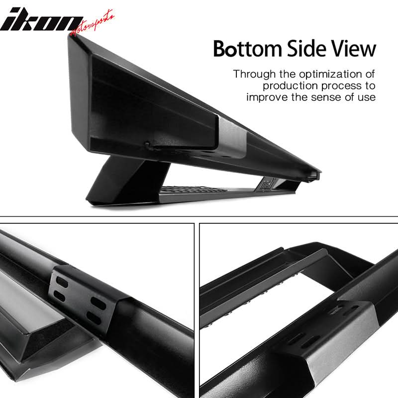 2007-2021 Toyota Tundra Crew Max IKON V1 Black Running Boards Steel