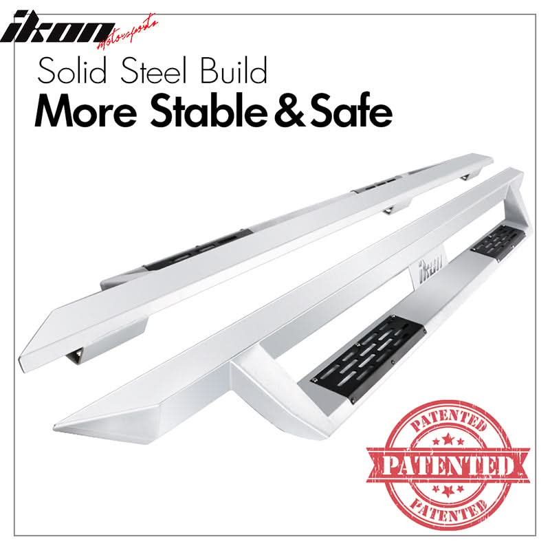 2005-2022 Toyota Tacoma Double Cab IKON V1 Silver Running Boards Steel