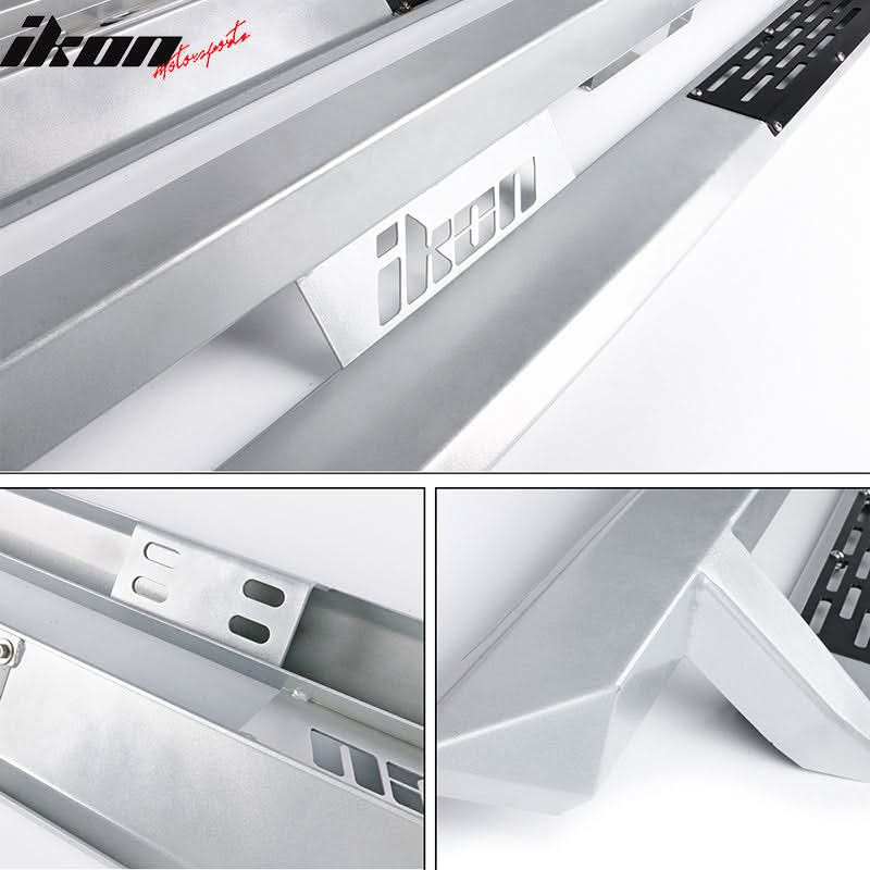 2007-2018 Chevy Silverado Sierra IKON V1 Silver Running Board Steel