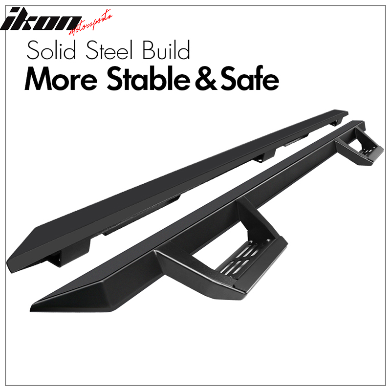 2007-2021 Toyota Tundra Crew Max IKON V2 Black Running Boards Steel