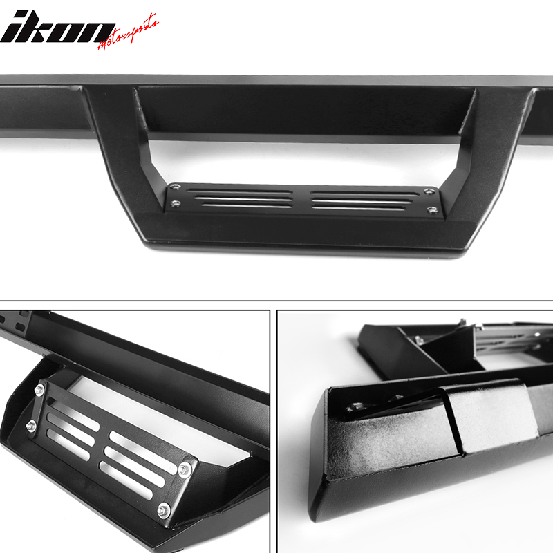 2009-2014 Ford F-150 Crew Cab IKON V2 Black Running Boards Solid Steel