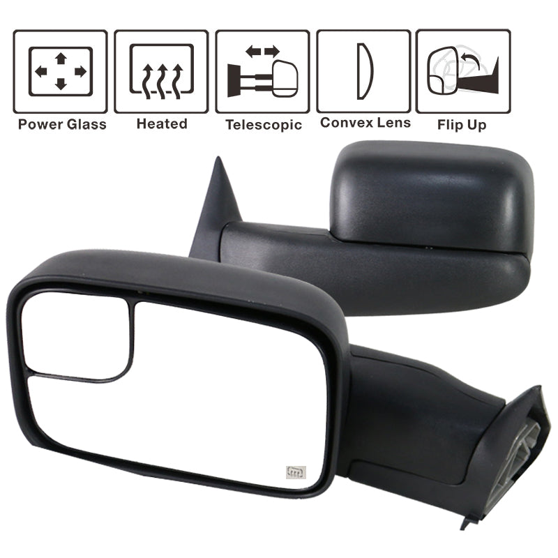 1998-2001Â Ram 1500 2500 3500 Side View Tow Mirrors Power Heated 2PC