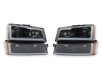 Raxiom 03-06 Chevrolet Silverado 1500 LED LightBar OE Proj Headlights/Bumper Lights- Black - Clear