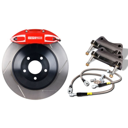 StopTech 05-14 Ford Mustang GT BBK Front ST-40 Red Calipers 1pc 355x32 Slotted Rotors