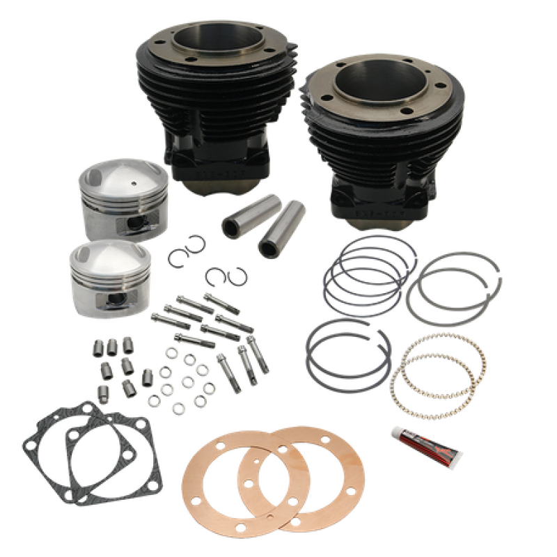 S&S Cycle 66-84 BT 98in 3-5/8in Big Bore Cylinder &  Piston Kit For S&S SH98 Engines - Gloss Black