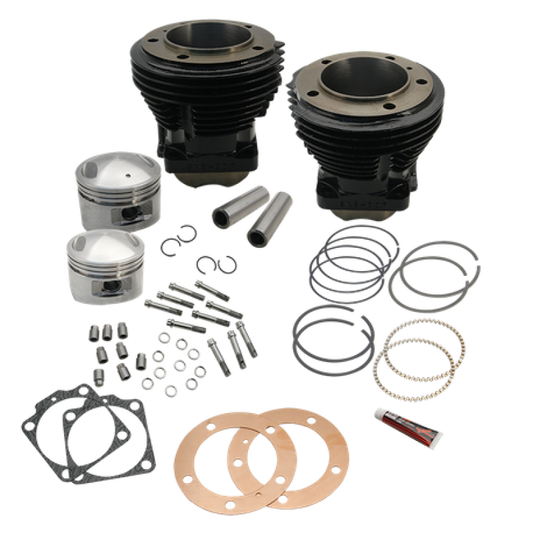 S&S Cycle 66-84 BT 98in 3-5/8in Big Bore Cylinder &  Piston Kit For S&S SH98 Engines - Gloss Black