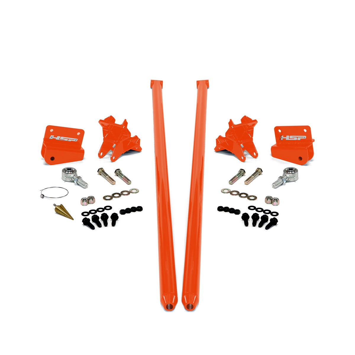 2011-2019 Chevrolet / GMC 58 inch Bolt On Traction Bars 4 inch Axle Diameter M&M Orange