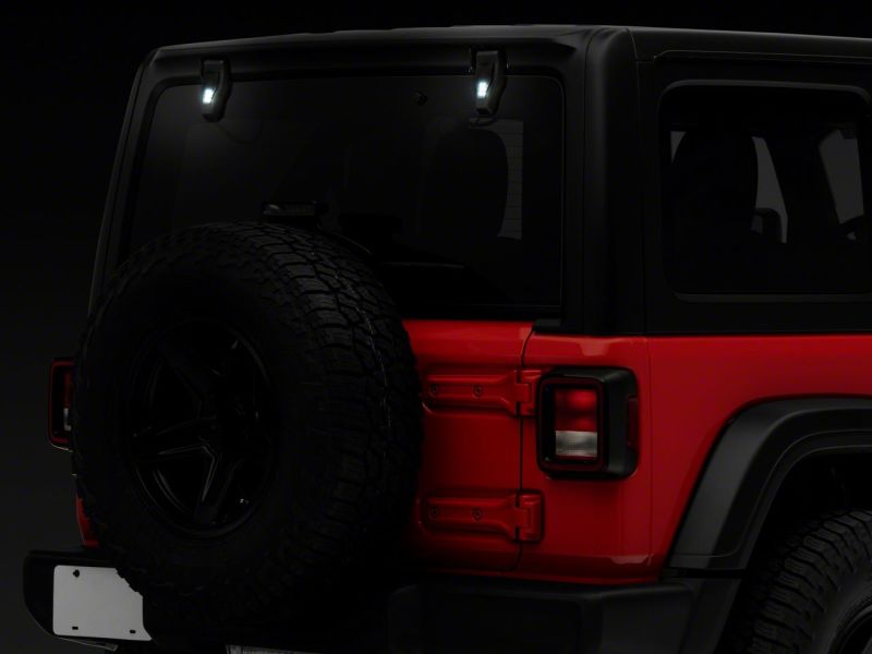 Raxiom 18-23 Jeep Wrangler JL Axial Series Rear Window Glass Hinge LED Lights