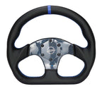 NRG Carbon Fiber Steering Wheel (320mm) Blue CF Center w/Blue Stitch Blue Center Mark Flat Bottom