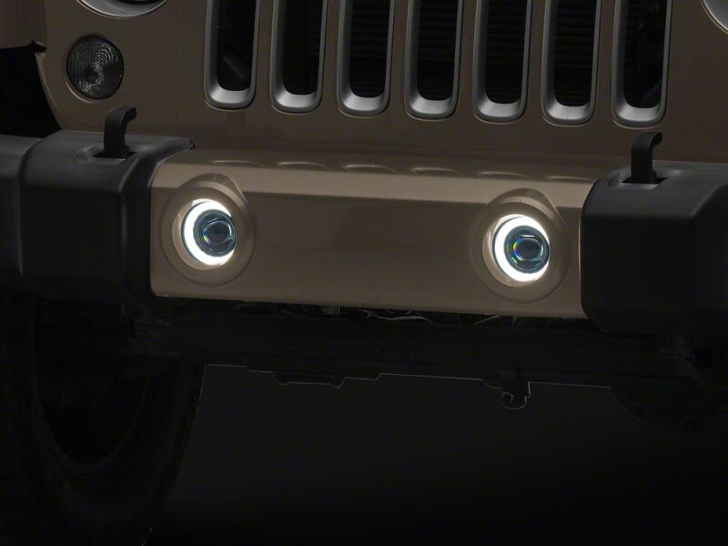 Raxiom 07-18 Jeep Wrangler JK V2 LED Switchback Fog Lights with Amber Turn Signal and Halo Rings