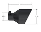 MBRP Black-Coated Tip 2.5in ID, 5in OD Out, 8in Length, Angle Cut, Dual Wall