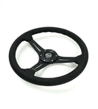NRG Reinforced Micro Suede Racing Steering Wheel 350mm / 2.5in Deep / 4mm Matte Black Spoke